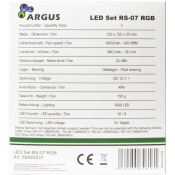 Gehäuse-Lüfter Argus RGB-Fan Set RS-07 mit Kristall-Effekt - 3x 120mm - 4PIN Molex